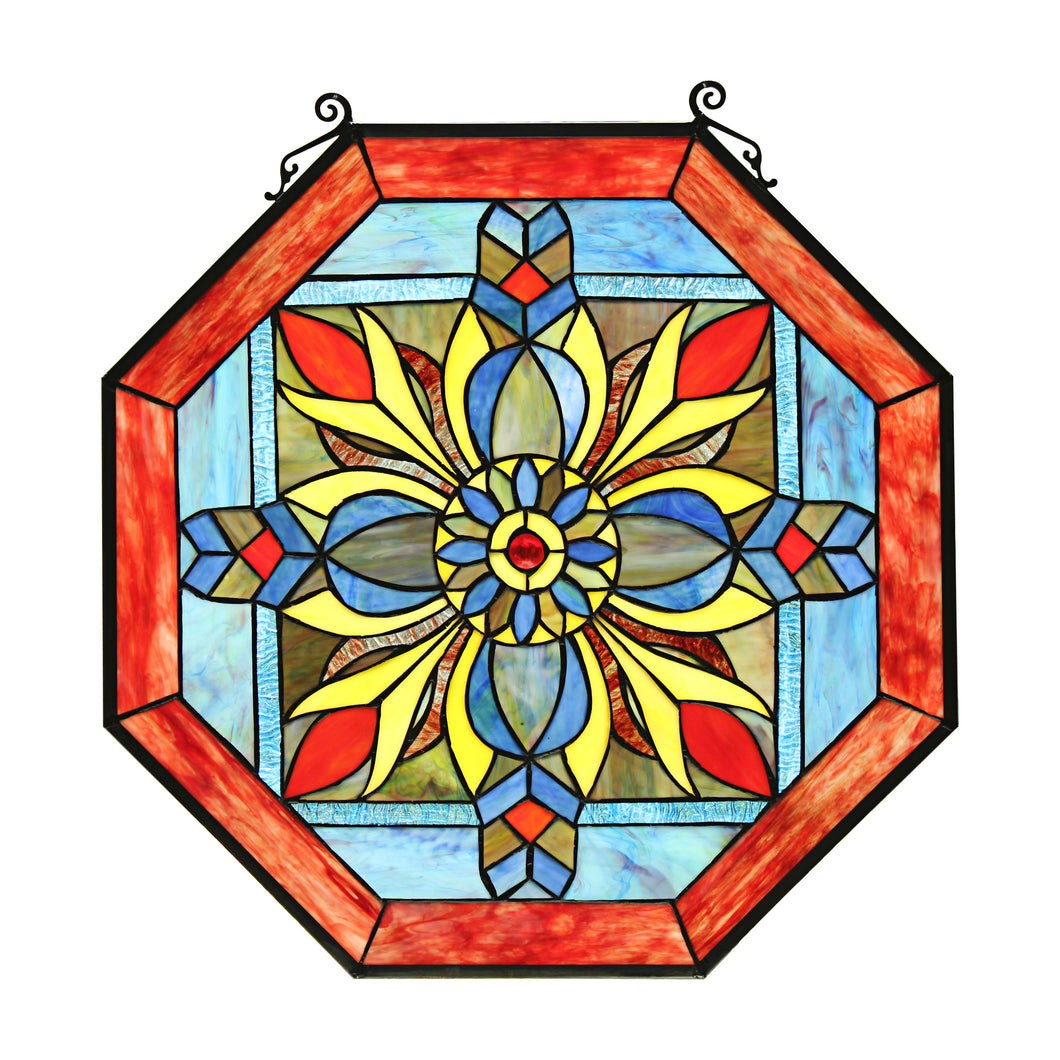 RADIANCE goods Geometric Stained Glass Window Panel 23