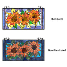 Load image into Gallery viewer, RADIANCE goods Floral Stained Glass Window Panel 30.91&quot;x17.13&quot;
