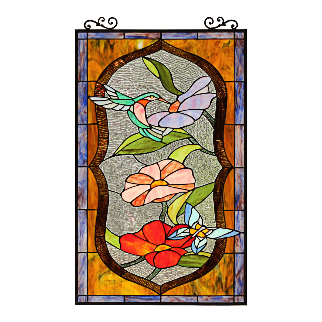 RADIANCE goods Tiffany-Style Animal/Floral Stained Glass Window Panel 31
