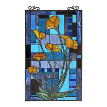 Load image into Gallery viewer, RADIANCE goods Tiffany-Style Floral Stained Glass Window Panel 32&quot; Height
