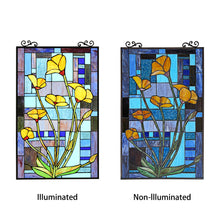 Load image into Gallery viewer, RADIANCE goods Tiffany-Style Floral Stained Glass Window Panel 32&quot; Height
