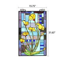 Load image into Gallery viewer, RADIANCE goods Tiffany-Style Floral Stained Glass Window Panel 32&quot; Height
