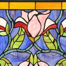 Load image into Gallery viewer, RADIANCE goods Floral Stained Glass Window Panel 33.7&quot;x15.75&quot;
