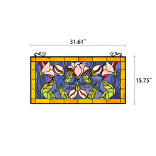 Load image into Gallery viewer, RADIANCE goods Floral Stained Glass Window Panel 33.7&quot;x15.75&quot;
