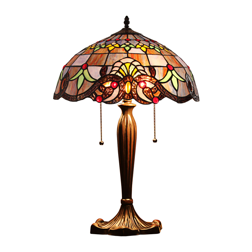 RADIANCE goods Tiffany-Style 2-Light Victorian Stained Glass Table Lamp 16